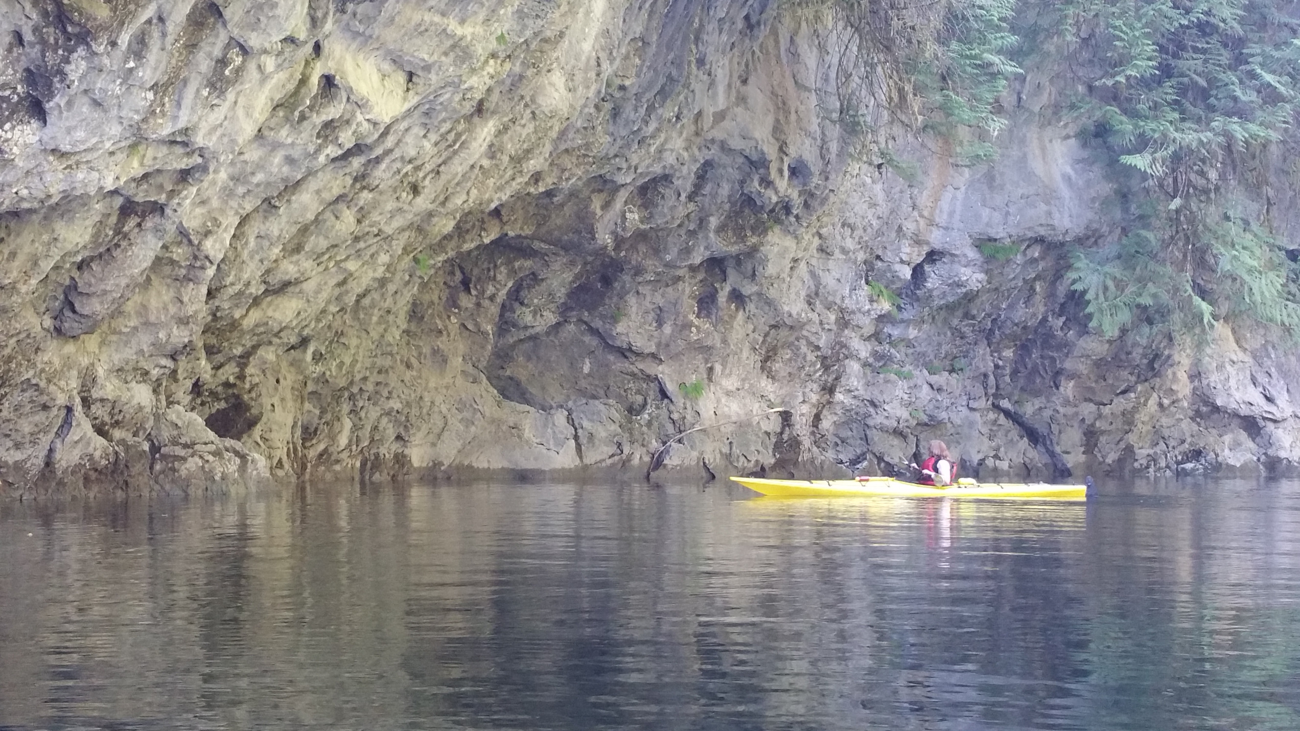 Rock faces gouged out by spring runoff